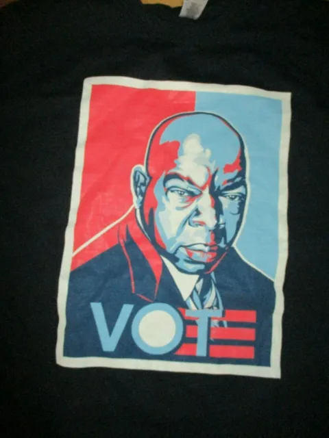 Black JOHN LEWIS "Vote" Obama Shepard Fairey Style Logo T Shirt XL