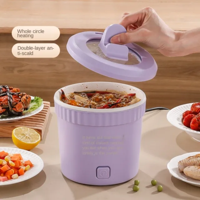  Mini Electric Cooker, Multifunctional Small Pot, Versatile  Electric Hot Pot, 1.2L Multi Cooker Pan With Lid & Phone Holder,Portable  Ramen Pot Cooker for Small Household Hot Pot (Purple): Home & Kitchen