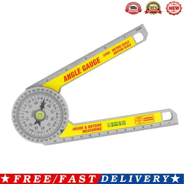 360 Degree Miter Saw Protractor w/Leveling Bubble Angle Finder Gauge Ruler