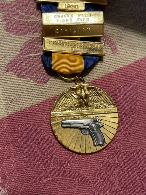 Vintage 1970 MYOPIA  Pistol & Rifle Club Center Fire NATIONAL COURSE Medal 1st 3
