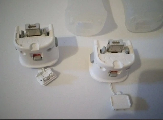 2 White OEM Authentic Nintendo Wii Motion Plus Adapters And Sleeves