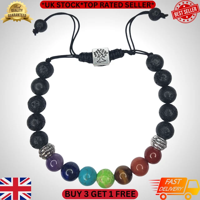 7 Chakra Bracelet Crystal Gemstone Natural Stone Jewellery Beads Healing Yoga