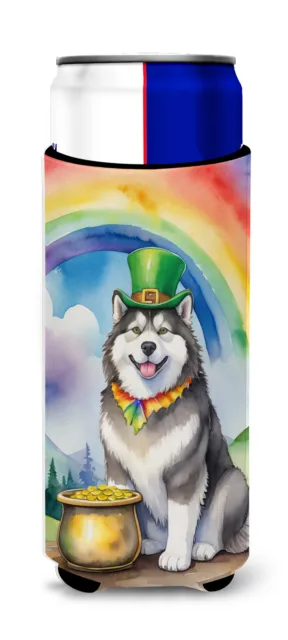 Alaskan Malamute St Patrick's Day Can Hugger for Slim Cans DAC5470MUK