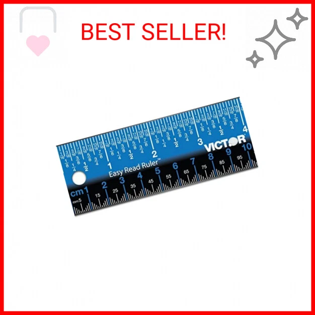 Victor Easy Read Stainless Steel Ruler, Standard/Metric, 12" Long, Blue - NEW