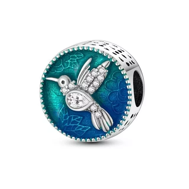 Hummingbird Bead Charm For European Bracelets S925 Sterling Silver