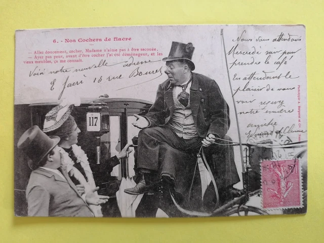 cpa back 1900 BERGERET & Cie, NANCY humor OUR CAB DRIVERS coupling trade