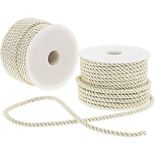 Rayon Nylon Twisted Cord Trim Rope (36 Yards, Cream, 2 Pack)