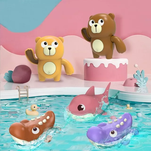 Baby Bath Toy Cartoon Crocodile Bear Wind Up Chain Bathing Clockwork Toy