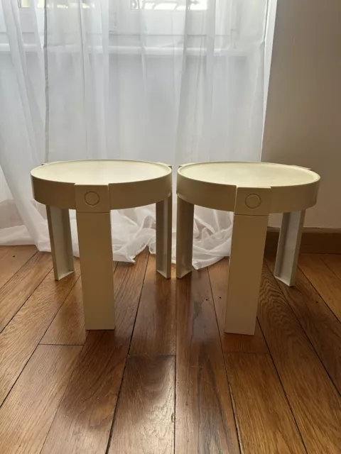 Paire Table Gigogne Bout De Canapé Design Plastique Vintage Made In Holland