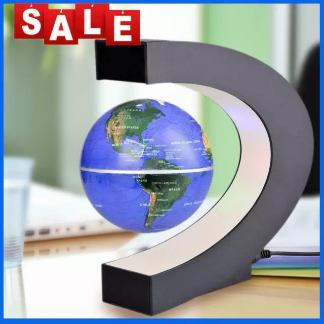 C Shape LED World Map Decoration Magnetic Levitation Floating Globe Light NEW AU