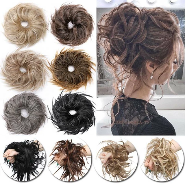 Real Thick Messy Bun Hair Piece Scrunchie Updo Wrap Hair Extensions as Human AU