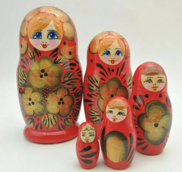 Matroschka 5tlg. Matreschka Babuschka  handgemalt Russland  neu, 10 cm