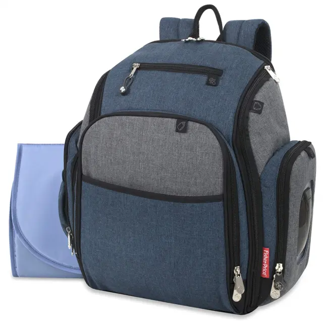 Fastfinder 3 Pcs Set Diaper Bag Backpack for Moms & Dads with Changing Pad Blue
