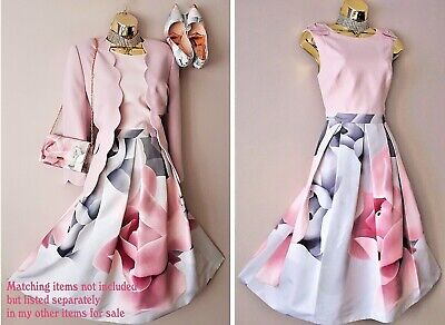 Bnwt Ted Baker Pink Riina Porcelain Rose Fit Flare Evening Dress Size 14 TB4*