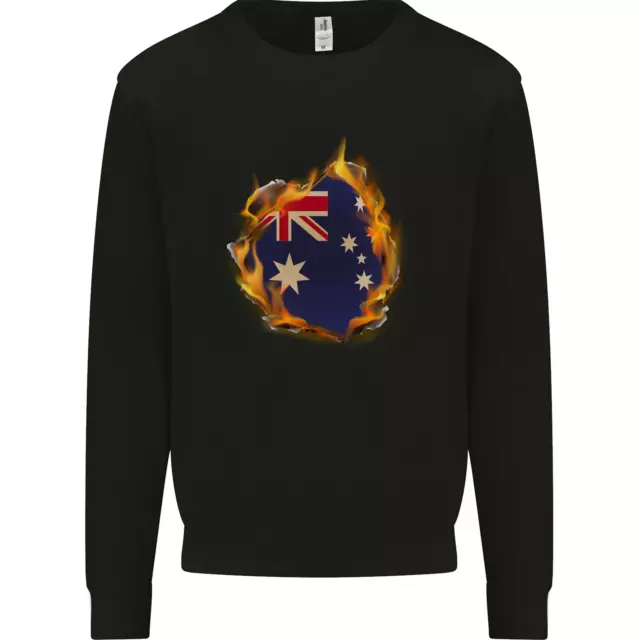 The Australian Flag Fire Effect Australia Mens Sweatshirt Jumper