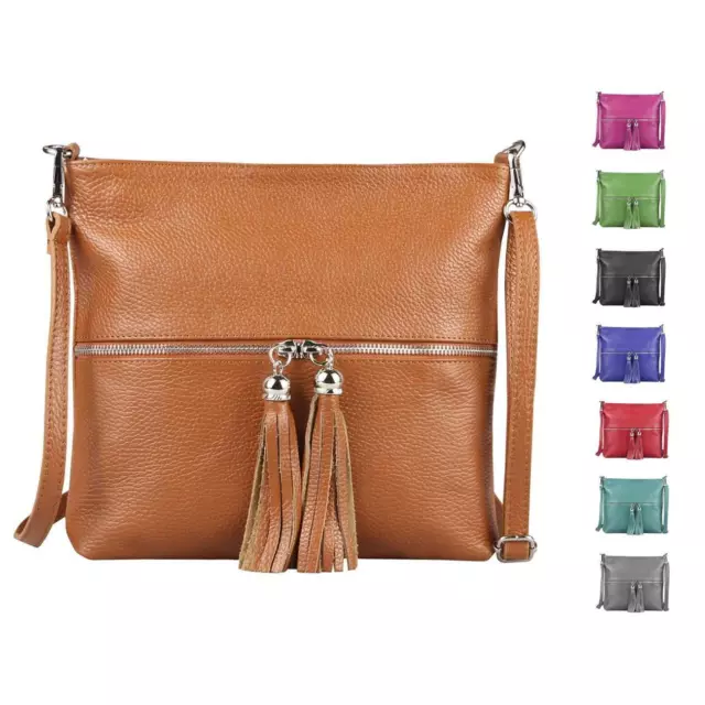 ITAL DAMEN LEDER TASCHE Bodybag Schultertasche Crossbody Umhängetasche CrossOver