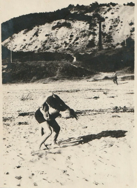 Shirtless handsome young men wrestlers wrestling bulge odd gay int vintage photo