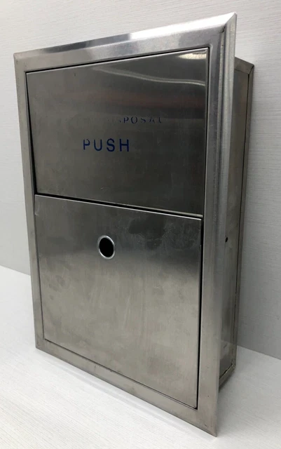 Vintage Stainless Steel Bathroom Sanitary Napkin Disposal Recessed Wall Cabinet