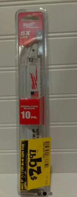 Milwaukee  5X Life Sawzall Demolition Blades - 9” - #48001706 10PK