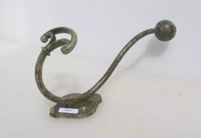 Large Victorian Nickel Plated Brass Coat Hook Hat Hanger Old French Antique