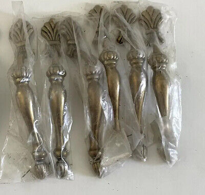 Vintage Antique Brass Thumb Pull Handle Cabinet Door Pull 6 " Lot of 6