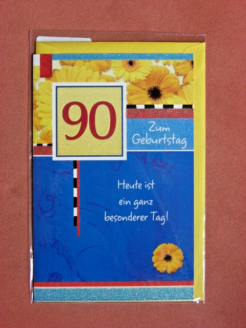 GLÜCKWUNSCHKARTE ZUM 90. Geburtstag Karte Glückwunsch Doppelkarte Motiv