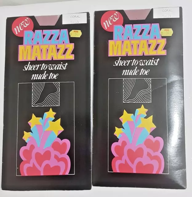 Razzamatazz TALLS Pantyhose STOCKINGS CORAL COLOR  Vintage x 2  SEALED BRAND NEW