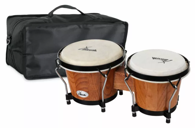 XDrum Bongo Set Trommeln Percussion Instrument Schlaginstrument Tasche Tobacco