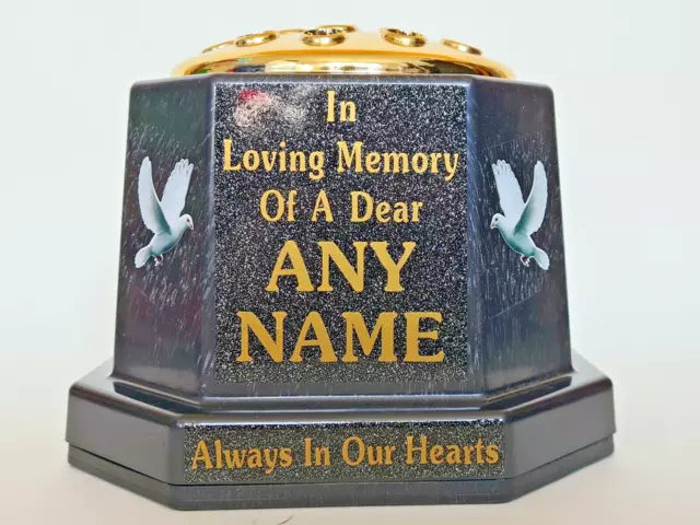 Personalised Graveside Flower Vase Pot,   Gold With Weighted Base Removable Lid