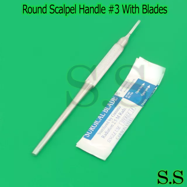 3 pcs Round Scalpel Handle for Blades #10,11,12,15