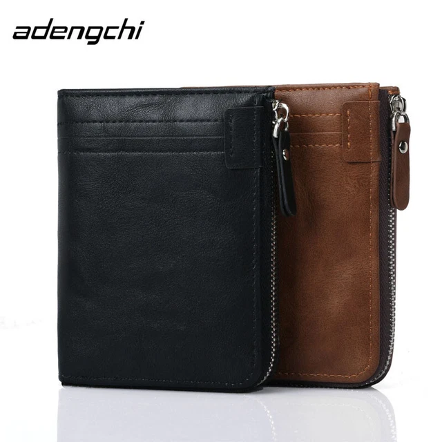 Zip Billfold Slim Wallet RFID Blocking Money Clip Card Holder Men's PU Leather