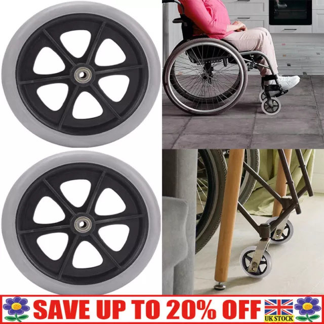 Repuesto de ruedas para silla de ruedas gris goma pequeña sin marcas 200 mm 8"" ss