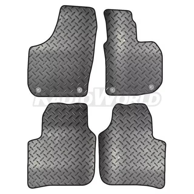 for Skoda Superb 2008 to 2015 Tailored 4 Piece Rubber Car Mat Set 4 Round Clips
