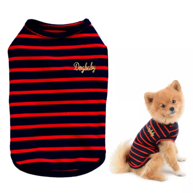 SMALLLEE_LUCKY_STORE Pet Piccolo Cane Strisce Gilet Doggy Camp T-Shirt A R