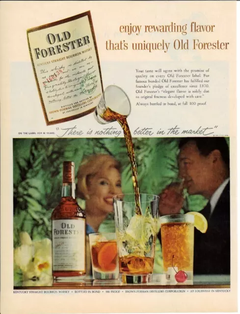 1959 OLD FORESTER Kentucky Straight Bourbon Whisky Liquor Vintage Print Ad