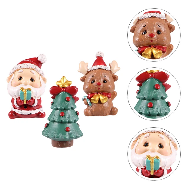 3 PCS Resin Craft Xmas Micro Landscape Nativity Decor Snowman Miniature Ornament