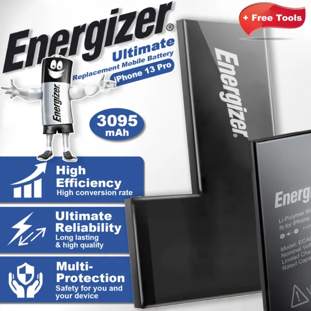 Energizer for iPhone 13 Pro 3095mAh High Capacity Battery Replacement A2483etc.