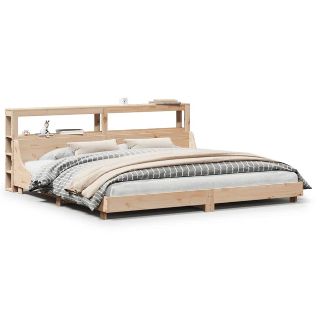 BED FRAME WITHOUT Mattress 200x200 cm Solid Wood Pine £278.09 PicClick UK