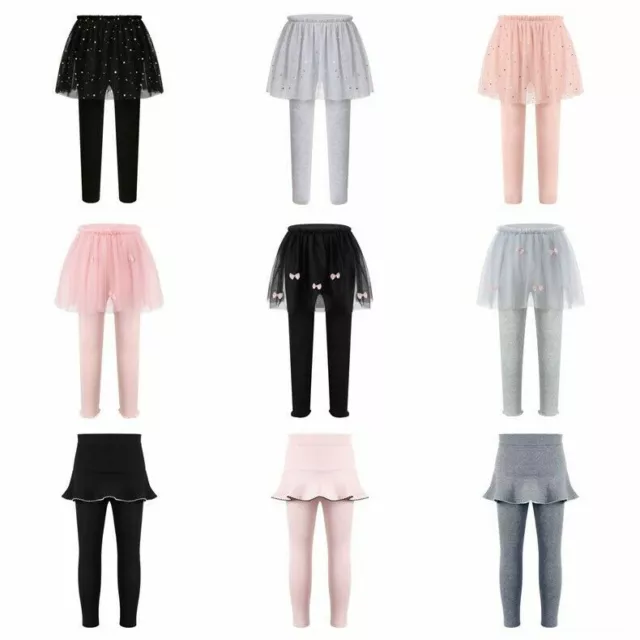 Toddler Girls  Mesh Skirt Style Pants Leggings Fake Two-piece Trouser Bottoms