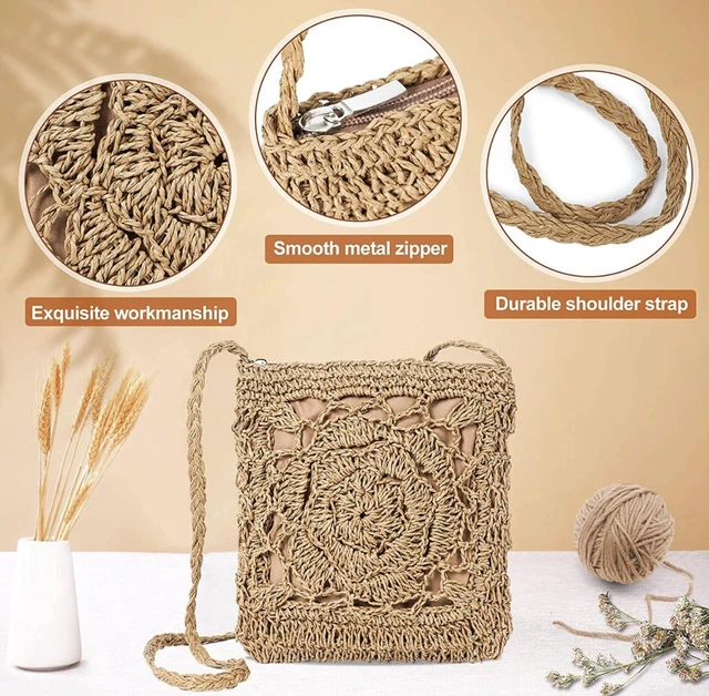 Straw Crossbody Bags Women Weave Shoulder Bag Summer Beach Wicker Purses