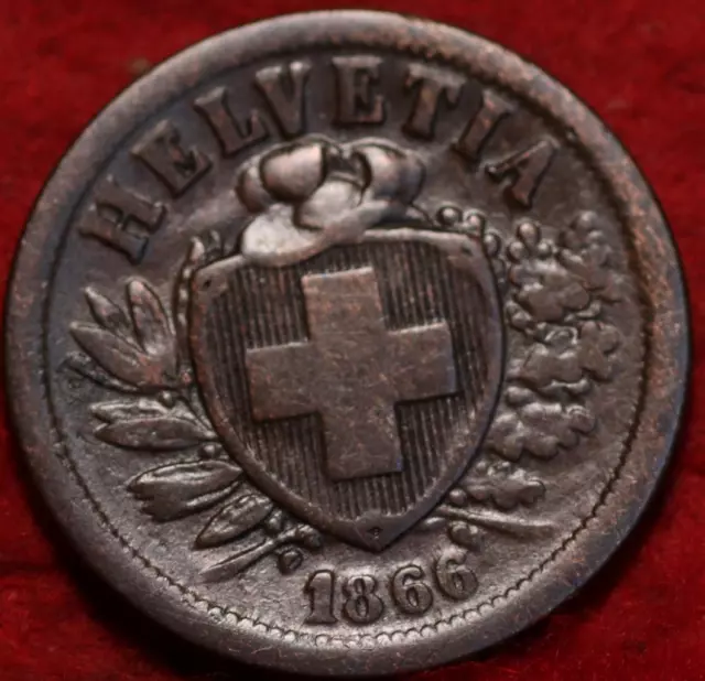 1866 Switzerland 2 Rappen Foreign Coin