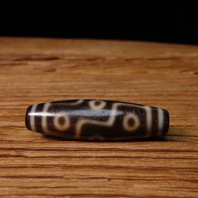 Ancient Tibetan DZI Beads Brown Old Agate 9 Eye Totem Amulet Pendant GZI #8422