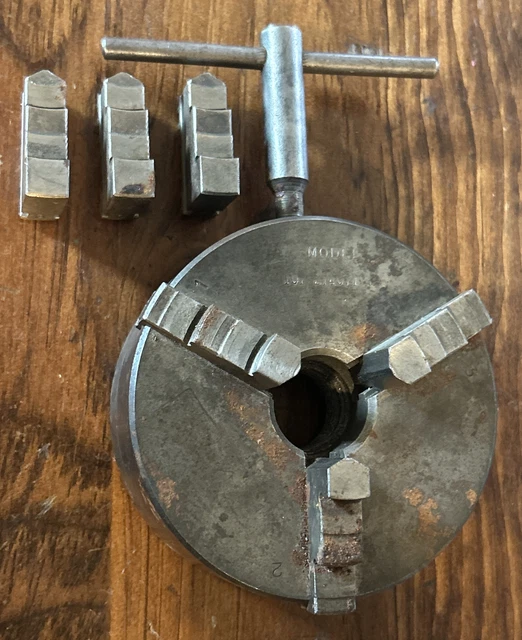 Vintage 4"- 3 JAW- LATHE CHUCK -Made in ENGLAND Model 101-214071 H- With Key