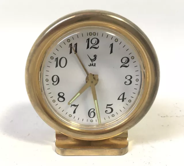 Reveil De Marque Jaz Horloge Pendule Dore Vintage Clock