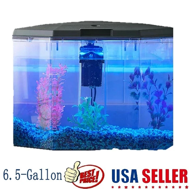 6.5 Gallon Aquarium Kit Fish Tank LED Lighting Water Tank Plastic Power Filter