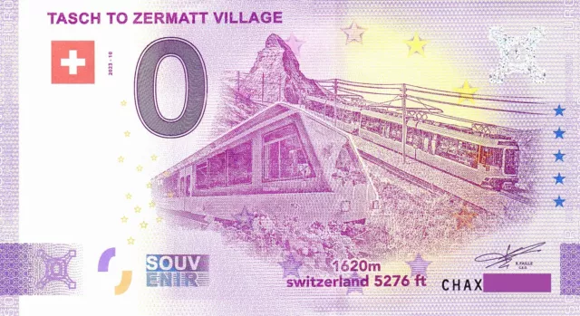 Billet 0 Euro Souvenir Touristique -Gornergrat CHAX 2023-6