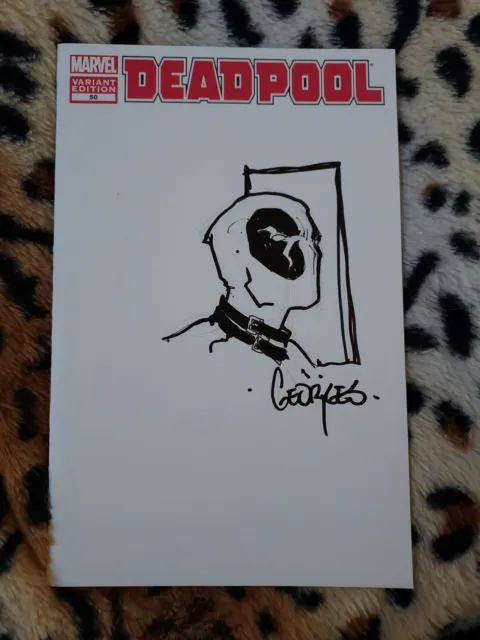 Deadpool #50 Marvel Comics Blank Cover Original Sketch By Georges Jeanty