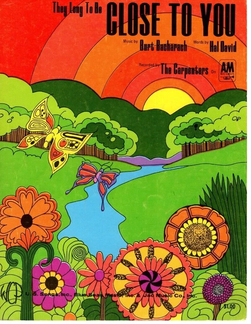 Sheet Music They Long to be Close to You 1969 Burt Bacharach The Carpenters