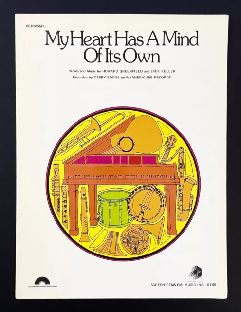 My Heart Has Mind Of Own Debby Boone 1960 VTG Sheet Music Piano Guitar Keller