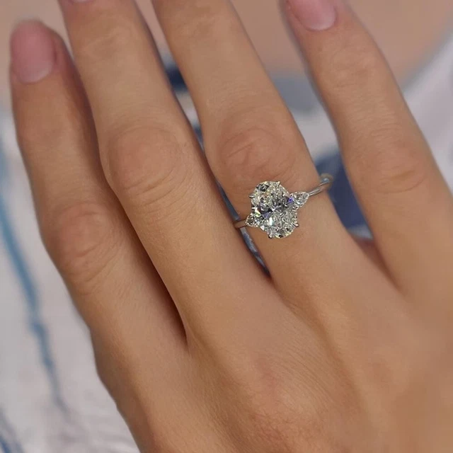 Acquista Anello Jomairys In Taglio Ovale 4.5 Carati , Oro Bianco 375 Diamante Cresciuto - Foto 2